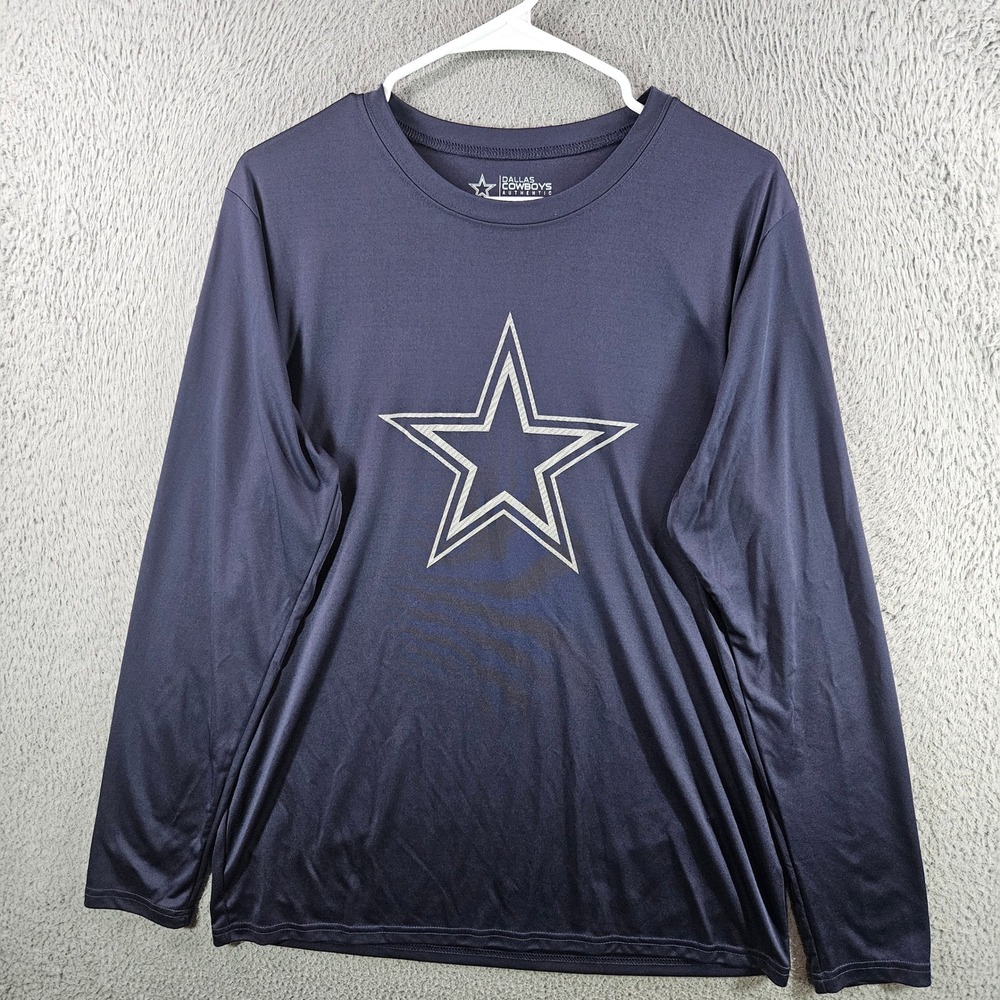 Dallas Cowboys Mens Long Sleeve Performance Shirt Navy Blue Star Logo Large